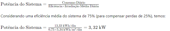 calculando potencia do sistema energia solar invest sustain