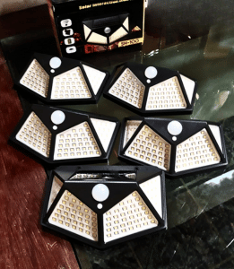 Kit 5 luminária energia solar de parede 100 led com sensor presença invest sustain